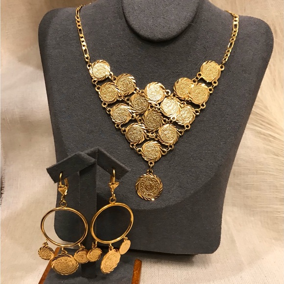 New- Middle East Jewelry, Lira Jewelry For Women, 24k Dubai Gold Plated Jewelry - Picture 1 of 6